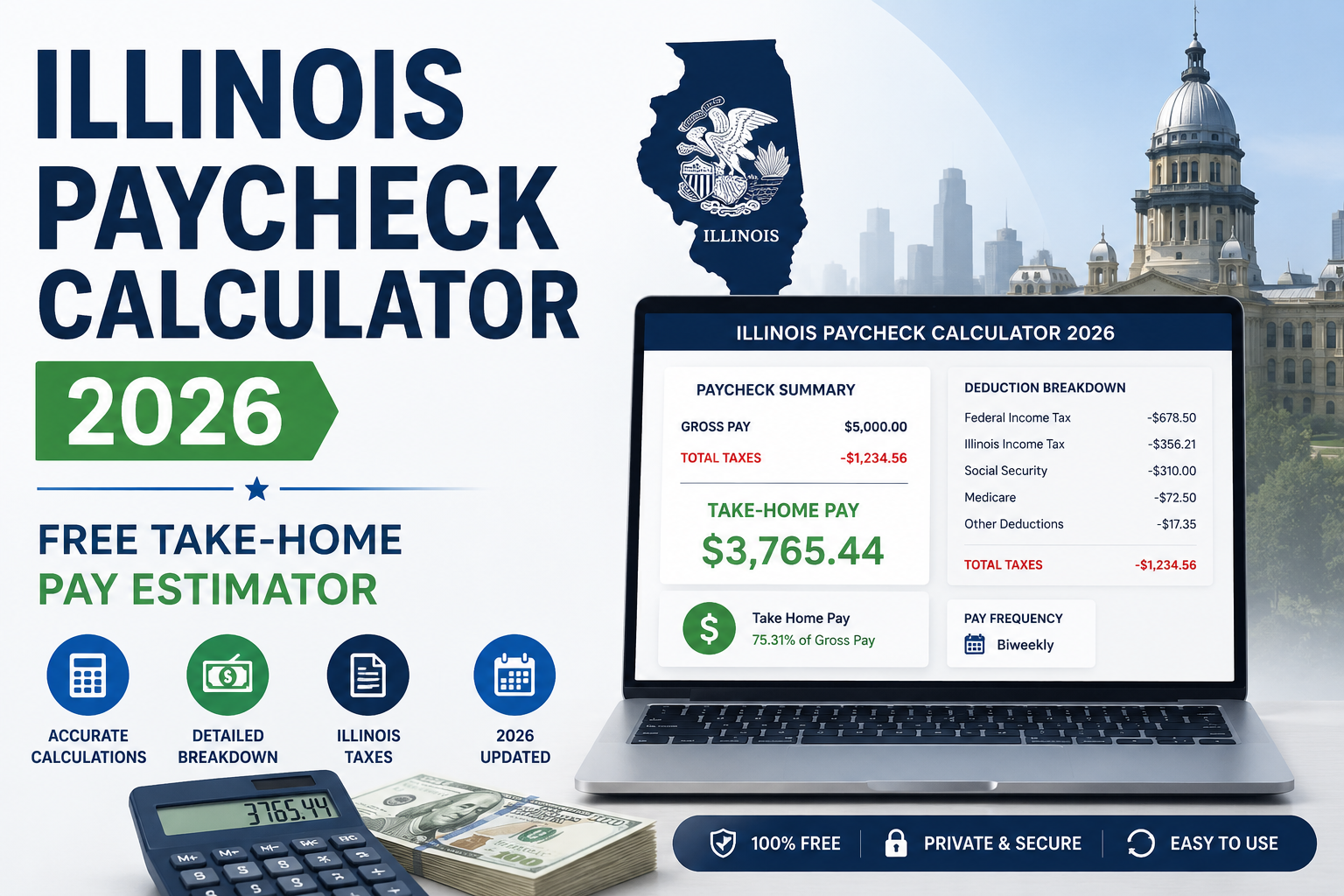 Illinois Paycheck Calculator 2026  Free Take-Home Pay Estimator